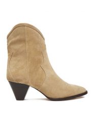 Badura Kowbojki EO-APRIL-25FW217 Beżowy. Brązowe botki Badura, bez wzorów, ze skóry, bez obcasa, na słupku, bez zapięcia. Za 429.99 zł.
