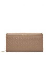 Calvin Klein Portfel Emblem Aop Embossed Long Wallet LV04F1097G Beżowy. Brązowe portfele Calvin Klein, bez wzorów, ze skóry. Za 329.99 zł.