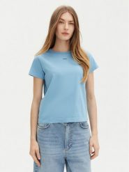 PINKO T-Shirt Basico 100373 Niebieski Regular Fit. Niebieskie t-shirty Pinko, s, bez wzorów, z bawełny, bez kołnierzyka, bez ramiączek. Za 169.99 zł.
