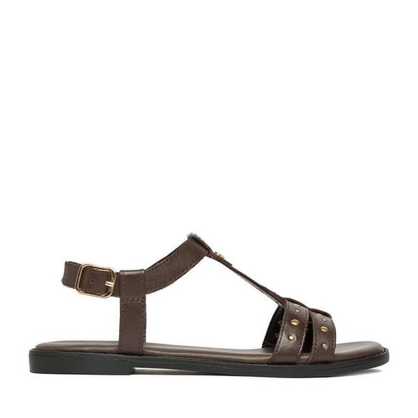 Sandały Lasocki. Brązowe sandały Lasocki, bez wzorów, bez obcasa, na płaskiej podeszwie, bez zapięcia. Za 159.99 zł.