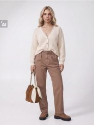 Jeansy paperbag z paskiem - beżowy. Brązowe jeansy Sinsay, bez wzorów. Za 69.99 zł.