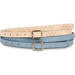 Komplet pasków (2 części) bonprix beżowo-niebiesko-złoty kolor. Paski bonprix. Za 44.99 zł.
