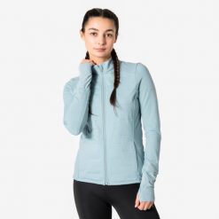 Bluza do biegania damska Kiprun Warm ocieplana. Niebieskie bluzy KIPRUN, na zimę, l, bez wzorów, z materiału, bez kaptura. Za 199.99 zł.