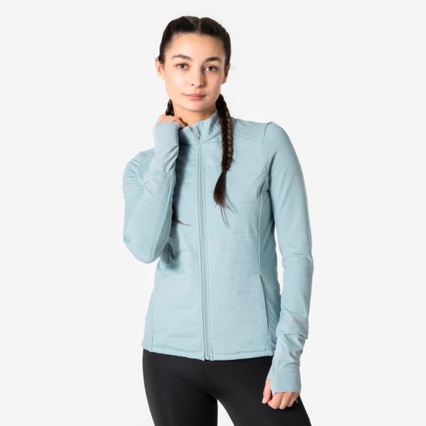 Bluza do biegania damska Kiprun Warm ocieplana. Niebieskie bluzy KIPRUN, na zimę, l, bez wzorów, z materiału, bez kaptura. Za 199.99 zł.