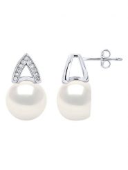 Pearl Addict Srebrne kolczyki-wkrętki z perłami rozmiar: onesize. Białe kolczyki Pearl Addict, z kryształem, srebrne. Za 255.34 zł.