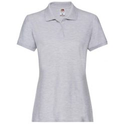 Damska Koszulka Polo Premium Heather. Szare koszulki sportowe FRUIT OF THE LOOM, bez wzorów, bez ramiączek. Za 65.99 zł.
