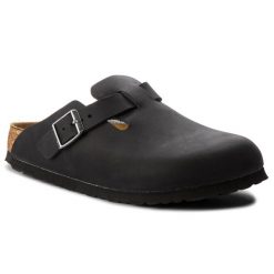Klapki Birkenstock. Czarne klapki Birkenstock, bez wzorów, bez obcasa. Za 509.99 zł.
