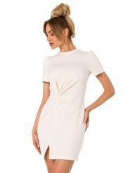 Made of emotion Sukienka w kolorze kremowym rozmiar: XL. Brązowe sukienki Made Of Emotion, xl, bez wzorów, bez kołnierzyka, bez ramiączek, mini. Za 69.91 zł.