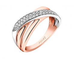 Pierścionek z różowego i białego złota z brylantami - 0,20 ct - próba 585. Białe pierścionki Apart, z brylantem, złote. Za 5,990.00 zł.
