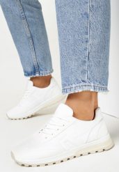 Białe Sneakersy Sznurowane Yerotte. Białe obuwie sportowe Born2be, przed kostkę, bez zapięcia. W wyprzedaży za 72.24 zł.