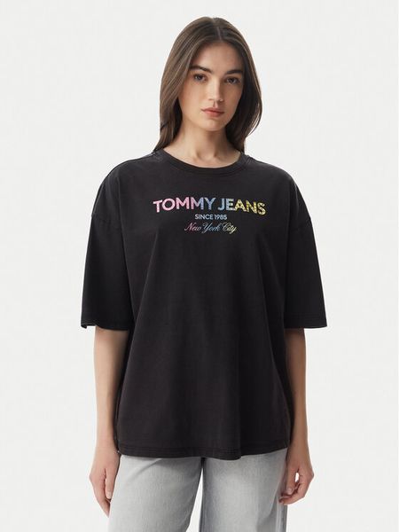 Tommy Jeans T-Shirt DW0DW22803 Czarny Oversize. Czarne t-shirty Tommy Jeans, s, bez wzorów, z bawełny, bez kołnierzyka, bez ramiączek. Za 185.99 zł.