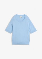 Sweter oversize z krótkim rękawem i dużą zawartością wełny. Czerwone swetry bonprix, bez wzorów, z wełny, bez ramiączek. Za 219.99 zł.