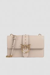 PINKO Beżowa skórzana damska torebka listonoszka Love One Classic ST. Brązowe listonoszki Pinko, bez wzorów, eleganckie, bez dodatków. Za 1,399.99 zł.