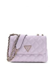 Guess Torebka Giully II Mini HWQG96 73740 Fioletowy. Fioletowe listonoszki Guess, z aplikacjami, ze skóry, bez dodatków. Za 439.99 zł.