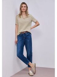 Street One Koszulka polo w kolorze beżowo-białym rozmiar: 40. Brązowe bluzki Street One, bez wzorów, street, bez kołnierzyka, bez ramiączek. Za 132.05 zł.