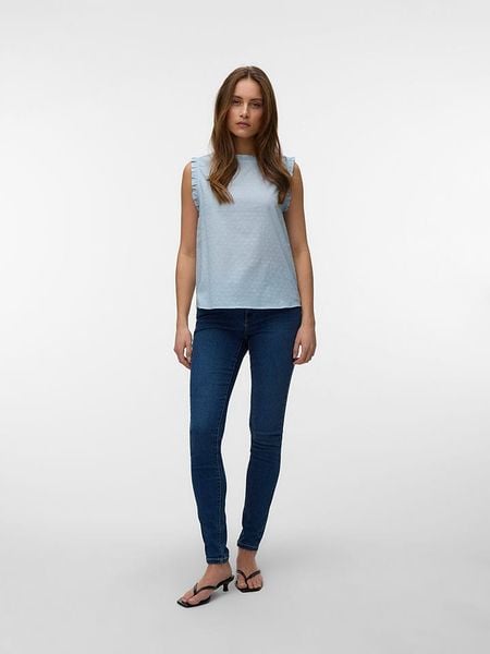 Vero Moda Bluzka w kolorze błękitnym rozmiar: S. Niebieskie bluzki Vero Moda, s, bez wzorów, z bawełny, bez kołnierzyka, bez ramiączek. Za 68.95 zł.