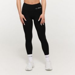 Legginsy damskie fitness z wysoką talią czarne BEAT. Czarne legginsy GYMBEAM, xl, bez wzorów, z elastanu. Za 112.90 zł.