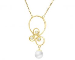 Złoty naszyjnik z perłą i cyrkoniami. Żółte naszyjniki Apart, z cyrkonią, złote. Za 1,499.00 zł.