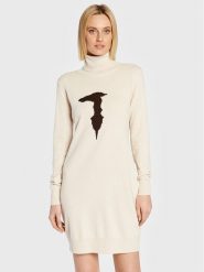 Trussardi Sukienka dzianinowa 56D00654 Beżowy Regular Fit. Brązowe sukienki TRUSSARDI, s, bez wzorów, z dzianiny, bez kołnierzyka, bez ramiączek. Za 1,029.00 zł.