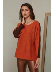 Joséfine Sweter "Dorog" w kolorze granatowo-pomarańczowym rozmiar: L. Brązowe swetry Joséfine, l, bez wzorów, z kaszmiru, bez ramiączek. Za 187.99 zł.