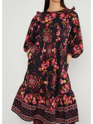 Blutsgeschwister Sukienka "Naughty but True amusement" w kolorze czarno-różowo-żółtym rozmiar: XS. Czarne sukienki Blutsgeschwister, na imprezę, s, bez wzorów, z bawełny, klasyczne, bez kołnierzyka, bez ramiączek, midi, rozkloszowane. Za 153.34 zł.