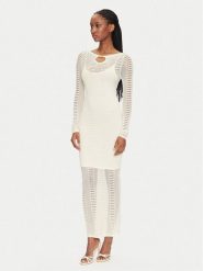 Marciano Guess Sukienka dzianinowa 5GGK45 5869Z Biały Regular Fit. Białe sukienki Marciano Guess, z aplikacjami, z dzianiny, bez kołnierzyka, bez ramiączek. Za 419.99 zł.