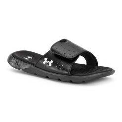 Klapki damskie Under Armour Ignite 7 SL. Czarne klapki Under Armour, bez wzorów, bez obcasa. Za 129.99 zł.