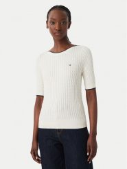 Tommy Hilfiger Bluzka Fine Gg Cable Boat WW0WW50103 Beżowy jasny Regular Fit. Brązowe bluzki TOMMY HILFIGER, xxs, bez wzorów, z bawełny, bez kołnierzyka, bez ramiączek. Za 489.99 zł.