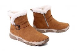 RIEKER 45966-00 brown, botki damskie. Brązowe botki Rieker, bez wzorów, bez obcasa, bez zapięcia. Za 369.90 zł.