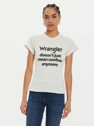 Wrangler T-Shirt Shrunken Band 112356451 Biały Slim Fit. Białe t-shirty Wrangler, m, bez wzorów, z bawełny, bez kołnierzyka, bez ramiączek. Za 59.99 zł.