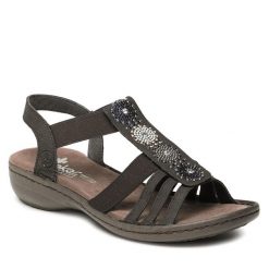 Sandały Rieker. Szare sandały Rieker, bez wzorów, bez obcasa, na płaskiej podeszwie, bez zapięcia. Za 289.99 zł.