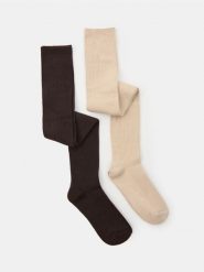 Prążkowane podkolanówki z bawełną 2 pack - wielobarwny. Skarpety Sinsay, bez wzorów, z bawełny. Za 17.99 zł.