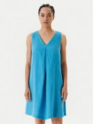United Colors Of Benetton Sukienka letnia 4AGHDV0AX Niebieski Relaxed Fit. Niebieskie sukienki United Colors of Benetton, na lato, l, bez wzorów, ze lnu, bez kołnierzyka, bez ramiączek. Za 179.99 zł.