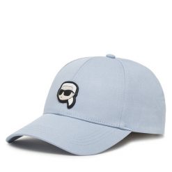 Czapka z daszkiem KARL LAGERFELD. Niebieskie czapki KARL LAGERFELD, bez wzorów. Za 259.99 zł.