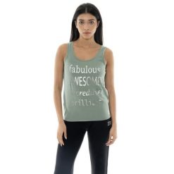 Odzież sportowa lekka z bawełna na co dzień. Zielona koszulki sportowe LEONE 1947 APPAREL, bez wzorów, z bawełny, bez ramiączek, na fitness i siłownię. W wyprzedaży za 69.47 zł.