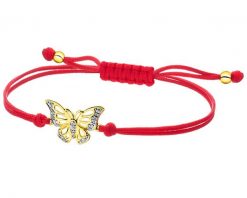 Bransoletka z elementami żółtego złota i diamentami - motyl - 0,01 ct - próba 585. Żółte bransoletki Apart, z diamentem, złote. Za 999.00 zł.
