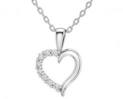 Naszyjnik srebrny z diamentami laboratoryjnymi - serce - 0,14 ct. Szare naszyjniki Apart, z diamentem, srebrne. Za 639.00 zł.