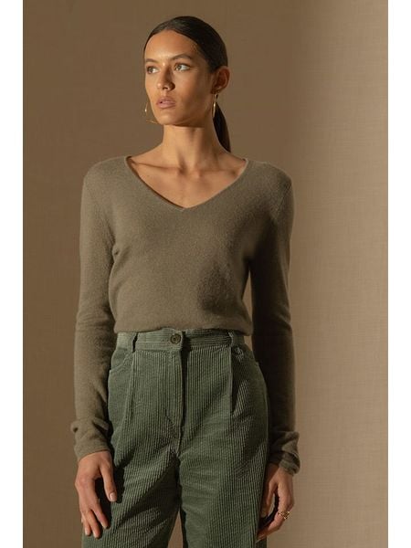 Perfect Cashmere Kaszmirowy sweter "Shannon" w kolorze oliwkowym rozmiar: L. Zielone swetry Perfect Cashmere, l, bez wzorów, z kaszmiru, bez ramiączek. Za 319.88 zł.