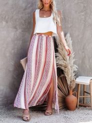 Milan Kiss Spódnica w kolorze jasnoróżowo-kremowym ze wzorem rozmiar: XL. Brązowe spódnice Milan Kiss, xl, bez wzorów, maxi. Za 162.95 zł.