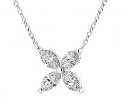 Naszyjnik z białego złota z diamentami - kwiat - 0,43 ct - próba 585. Białe naszyjniki Apart, z diamentem, złote. Za 7,590.00 zł.