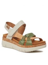 Pikolinos Sandały Palma W4N-0968C3 Zielony. Zielone sandały Pikolinos, bez wzorów, ze skóry, bez obcasa, na płaskiej podeszwie, bez zapięcia. Za 359.99 zł.