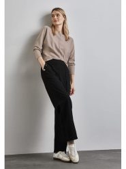 Street One Sweter w kolorze beżowym rozmiar: 42. Brązowe swetry Street One, bez wzorów, ze splotem, bez ramiączek. Za 88.02 zł.