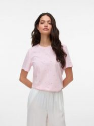 Vero Moda Koszulka w kolorze jasnoróżowym rozmiar: XS. Różowe bluzki Vero Moda, xs, bez wzorów, z bawełny, bez kołnierzyka, bez ramiączek. Za 37.38 zł.
