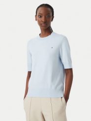 Tommy Hilfiger Bluzka WW0WW49705 Niebieski Slim Fit. Niebieskie bluzki TOMMY HILFIGER, s, bez wzorów, z bawełny, bez kołnierzyka, bez ramiączek. Za 369.99 zł.