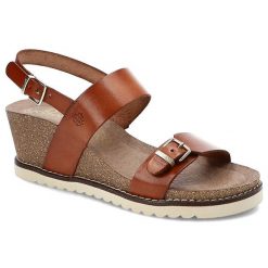 Brązowe Sandały Yokono Wygodne Skórzane Buty. Brązowe sandały Yokono, bez wzorów, z dzianiny, biznesowe, bez obcasa, na koturnie, bez zapięcia. Za 239.00 zł.