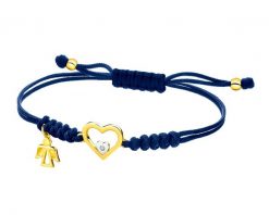 Bransoletka z elementami żółtego złota i diamentem - aniołek, serce - 0,003 ct - próba 375. Żółte bransoletki Apart, z diamentem, złote. Za 699.00 zł.