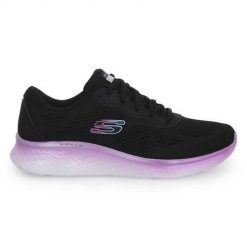 Buty do chodzenia damskie Skechers 150041BKPR. Czarne obuwie sportowe Skechers, z materiału, bez zapięcia, trekkingowe. Za 400.00 zł.