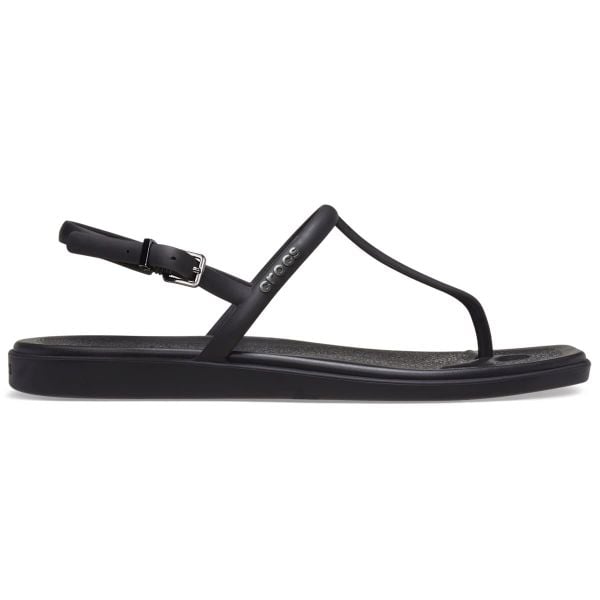 Crocs Sandały damskie Miami Toe Loop Sandal. Czarne sandały Crocs, bez wzorów, sportowe, bez obcasa, bez zapięcia. W wyprzedaży za 107.73 zł.