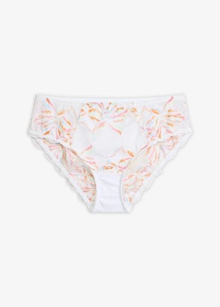 Figi maxi z subtelną koronką. Białe figi bonprix, bez wzorów, z koronki. Za 47.99 zł.