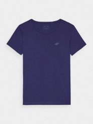 4F T-shirt slim gładki damski - niebieski S. Niebieskie t-shirty 4f, s, bez wzorów, z bawełny, bez kołnierzyka, bez ramiączek. W wyprzedaży za 29.99 zł.